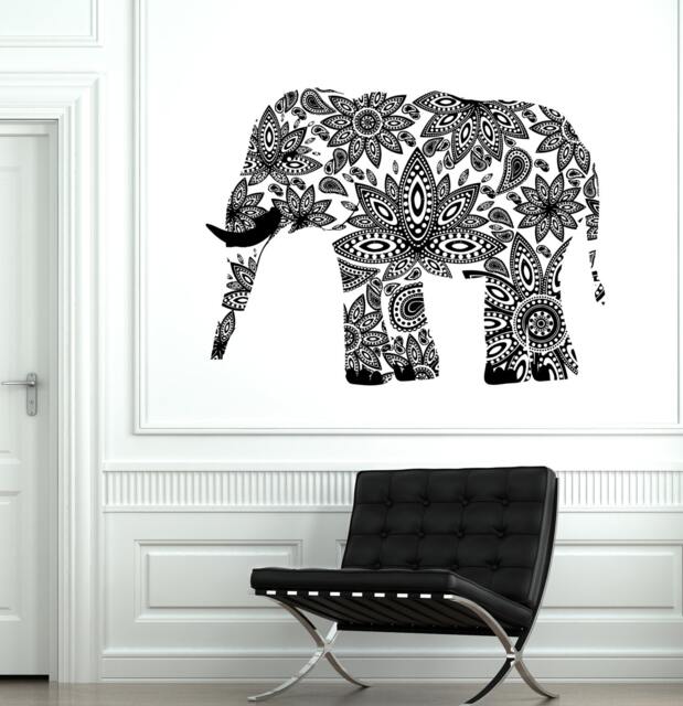 Wall Decal Elephant Indian Animal Cool Ornament Mural Vinyl 1728Dz - image 1