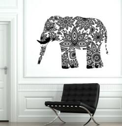 Wall Decal Elephant Indian Animal Cool Ornament Mural Vinyl 1728Dz - thumbnail 1