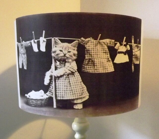 Kitten Lampshade, Light Shade, Vintage, Retro, Shabby Chic, Steampunk, Fatta Da Mamma Free Gift - image 1