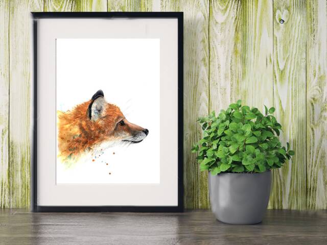 Illustration Of A Fox, An Impression On Paper Drawing, Mixed Techniques - Paint, Pastels, Pencils ... Of Animal Paint - image 1