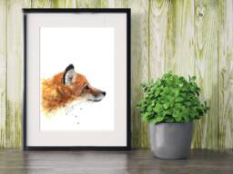 Illustration Of A Fox, An Impression On Paper Drawing, Mixed Techniques - Paint, Pastels, Pencils ... Of Animal Paint - thumbnail 1