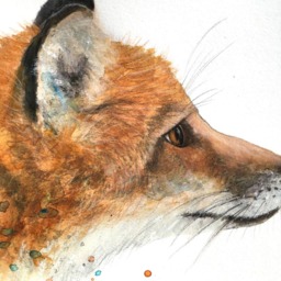 Illustration Of A Fox, An Impression On Paper Drawing, Mixed Techniques - Paint, Pastels, Pencils ... Of Animal Paint - thumbnail 3