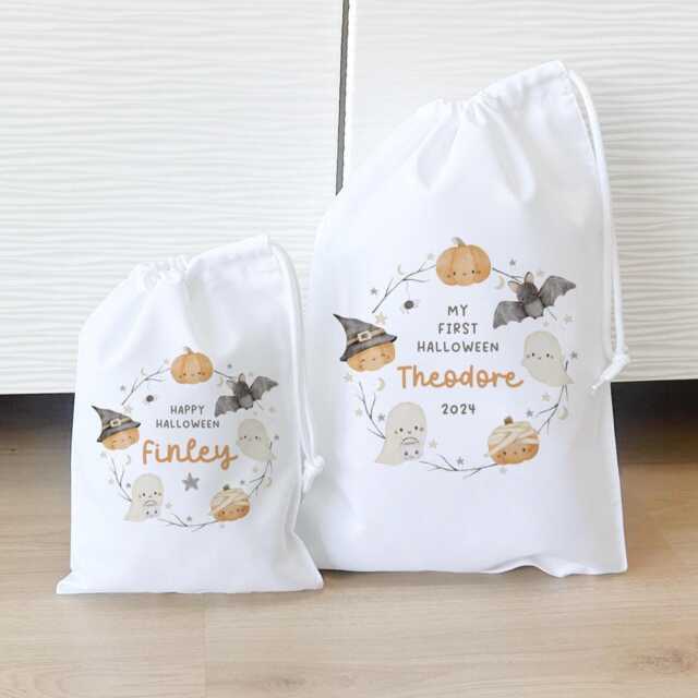 Halloween Trick Or Treat Bag, Personalised Boo Basket, Kids Gift Sack, Sweet Bag For Children, Bucket, My 1st - image 1