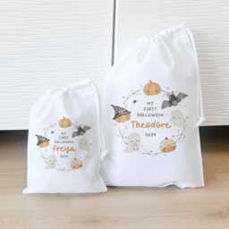 Halloween Trick Or Treat Bag, Personalised Boo Basket, Kids Gift Sack, Sweet Bag For Children, Bucket, My 1st - thumbnail 2