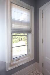 Light Grey Linen Roman Shade, Sheer Window Treatment, Custom Made - thumbnail 1