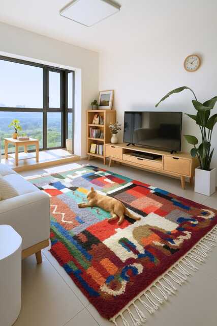 Custom Beni Ourain Rug Handmade Moroccan Wool Area Rug - image 1