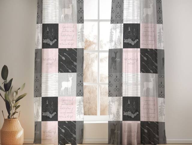Pink Witchcraft Nursery Curtains Handmade Cotton Blend, Blackout Option - image 1