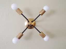 Modern Lighting Sconce - 4 Arm Black & Brass Contemporary Minimalist Dining Room Living Bathroom Ul Listed - thumbnail 1