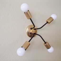 Modern Lighting Sconce - 4 Arm Black & Brass Contemporary Minimalist Dining Room Living Bathroom Ul Listed - thumbnail 2