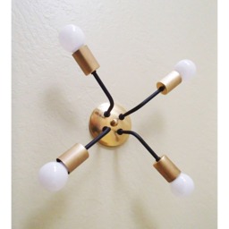 Modern Lighting Sconce - 4 Arm Black & Brass Contemporary Minimalist Dining Room Living Bathroom Ul Listed - thumbnail 3