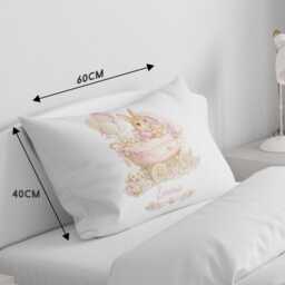 Personalised Name Pink Bunny Rabbit Pram Cot Bed Bedding Set Custom Colour Nursery Decor Baby Shower Gift Bedroom Keepsake Cute Present - thumbnail 3