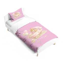 Personalised Name Pink Bunny Rabbit Pram Cot Bed Bedding Set Custom Colour Nursery Decor Baby Shower Gift Bedroom Keepsake Cute Present - thumbnail 1
