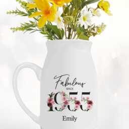 70Th Birthday Gift For Women - Fabulous Since 1956 Small Personalised Flower Pot Vase 70 Her Ladies Floral Design Nan Gran Bnc70 - thumbnail 4