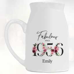 70Th Birthday Gift For Women - Fabulous Since 1956 Small Personalised Flower Pot Vase 70 Her Ladies Floral Design Nan Gran Bnc70 - thumbnail 3