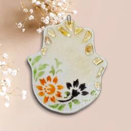 Fused Glass Hamsa Wall Hanging, Judaica Home Blessing, Handmade in Israel - thumbnail 3