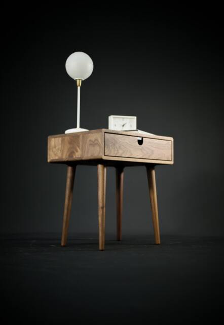 Bedside Table/Nightstand in Solid Walnut Board With 1 Drawer - image 1
