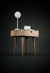 Bedside Table/Nightstand in Solid Walnut Board With 1 Drawer