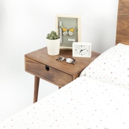 Bedside Table/Nightstand in Solid Walnut Board With 1 Drawer - thumbnail 2