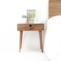 Bedside Table/Nightstand in Solid Walnut Board With 1 Drawer - thumbnail 3
