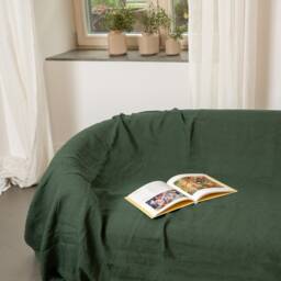 Natural Linen Sofa Cover Sectional Couch Throw, Large Coverlet, Custom Size Available Valentines Day Gift - thumbnail 3