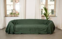 Natural Linen Sofa Cover Sectional Couch Throw, Large Coverlet, Custom Size Available Valentines Day Gift
