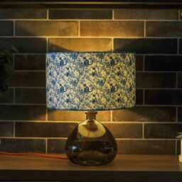 Blue White Toile Velvet Lampshade Siamese Cats - 25cm 30cm 35cm 40cm 45cm Drum Lamp Shade Ceiling Chinoiserie Lighting Cat Decor - thumbnail 3