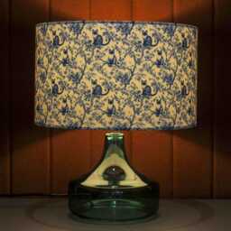 Blue White Toile Velvet Lampshade Siamese Cats - 25cm 30cm 35cm 40cm 45cm Drum Lamp Shade Ceiling Chinoiserie Lighting Cat Decor - thumbnail 2