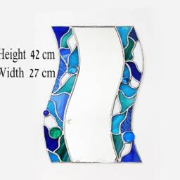 Nautical Stained Glass Mirror, Wavy Art Nouveau Wall Decor - thumbnail 4