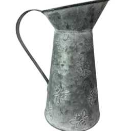 Small Zinc Jug Garden Flower Herbs Vase With Bee Decor - thumbnail 2