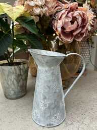 Small Zinc Jug Garden Flower Herbs Vase With Bee Decor - thumbnail 1