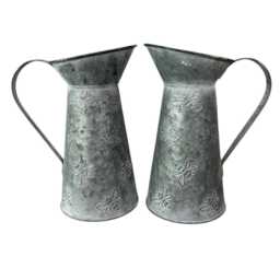 Small Zinc Jug Garden Flower Herbs Vase With Bee Decor - thumbnail 3