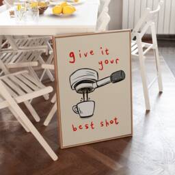 Give It Your Best Shot Coffee Print, Kitchen Wall Decor, Aesthetic Gallery Wall, Home Inspo, Unframed - thumbnail 2