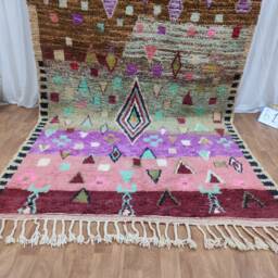 Handmade Wool Boujaad Rug, Moroccan Berber Carpet, Tribal Symbols - 6.72 X 10.20 Ft - thumbnail 3