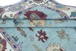 Lt. Blue Multi Size Contemporary Oushak Style Rug Soft Accent 5x8, 6x9, 8x10, 9x12, 10x14 12x15 Oversize Luxury Hand Made