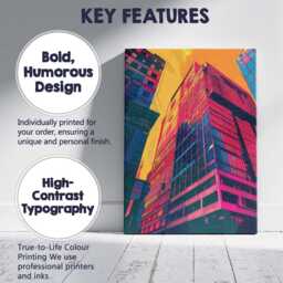 Modern Glass Skyscraper City Architecture Neon Pop Art Canvas Wall Print Decor Picture Ready To Hang - thumbnail 2