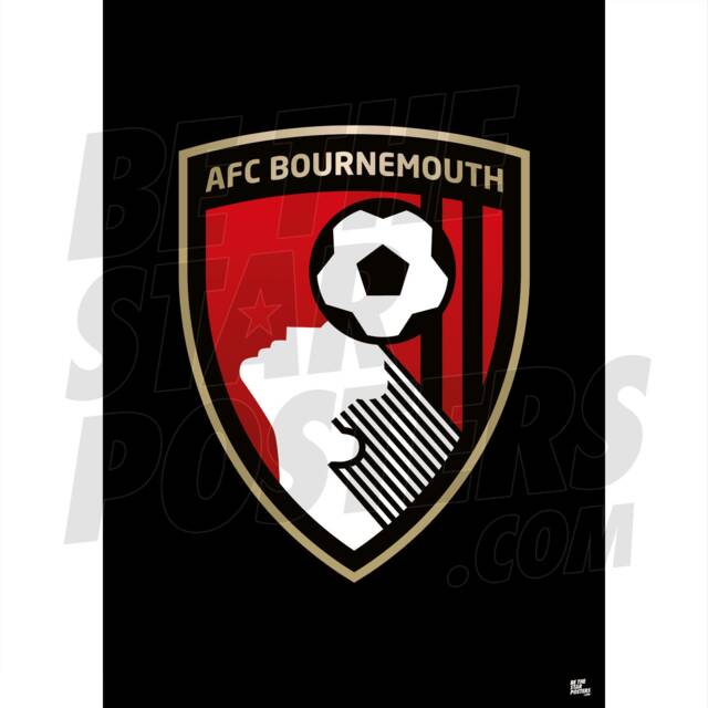 Afc Bournemouth Crest Black Poster - Officially Licensed Product A4/A3 A2 + Framed Options - image 1