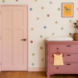 Pastel Polka Dot Wall Decals - Fabric Peel & Stick Watercolour Sticker Set For Kids Rooms & Nursery - thumbnail 1