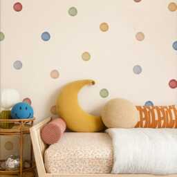 Pastel Polka Dot Wall Decals - Fabric Peel & Stick Watercolour Sticker Set For Kids Rooms & Nursery - thumbnail 3