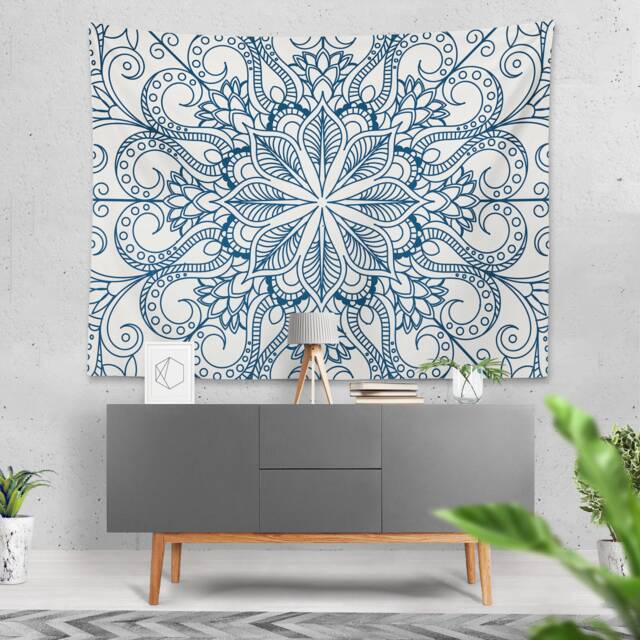 Floral Mandala Wall Tapestry 100% Cotton Ethnic Art - 78x59 Inches - image 1