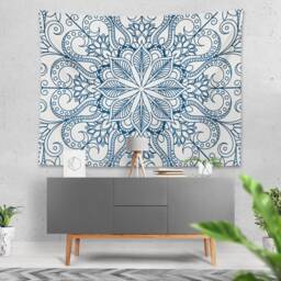 Floral Mandala Wall Tapestry 100% Cotton Ethnic Art - 78x59 Inches - thumbnail 1