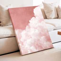 Blush Pink Cloud Wall Art Dream Sky Painting Pastel Cloudscape Large Room Decor Framed Boho Nursery Moon Poster Print - thumbnail 3