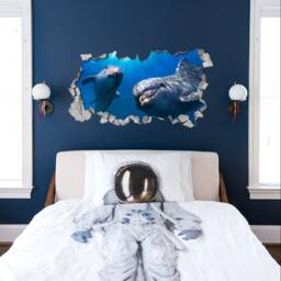 Dolphins Broken Wall Decal - 3D Wallpaper Wall Decals Printed Art Sticker Sku Dolhel3Dm - thumbnail 3
