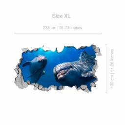 Dolphins Broken Wall Decal - 3D Wallpaper Wall Decals Printed Art Sticker Sku Dolhel3Dm - thumbnail 4