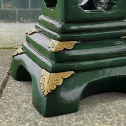 Green & Gold Pagoda Statue Concrete Garden Lantern Asian Style Sculpture Outdoor Temple Ornament Zen Yard Decor Cement Figurine Art Gift - thumbnail 4