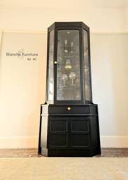 Tall Mid Century Corner Drinks Cabinet Black Vintage Cocktail Nathan Display Unit Glass Shelves Retro Bar Furniture UK - thumbnail 1