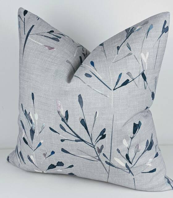 John Lewis & Partners Nerine Cotton Blue Grey Cushion Cover/ Pillow Cover Throw Cover. Retro Scandi Style Linen Blend - image 1
