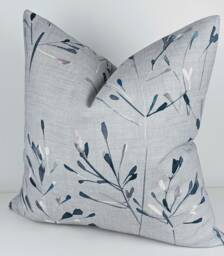 John Lewis & Partners Nerine Cotton Blue Grey Cushion Cover/ Pillow Cover Throw Cover. Retro Scandi Style Linen Blend