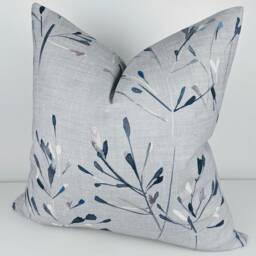 John Lewis & Partners Nerine Cotton Blue Grey Cushion Cover/ Pillow Cover Throw Cover. Retro Scandi Style Linen Blend - thumbnail 3