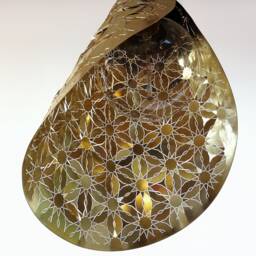 Brass Cone Pendant Light 3D Metal Lace Chandelier, Burnt Orange - thumbnail 2
