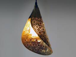 Brass Cone Pendant Light 3D Metal Lace Chandelier, Burnt Orange - thumbnail 1
